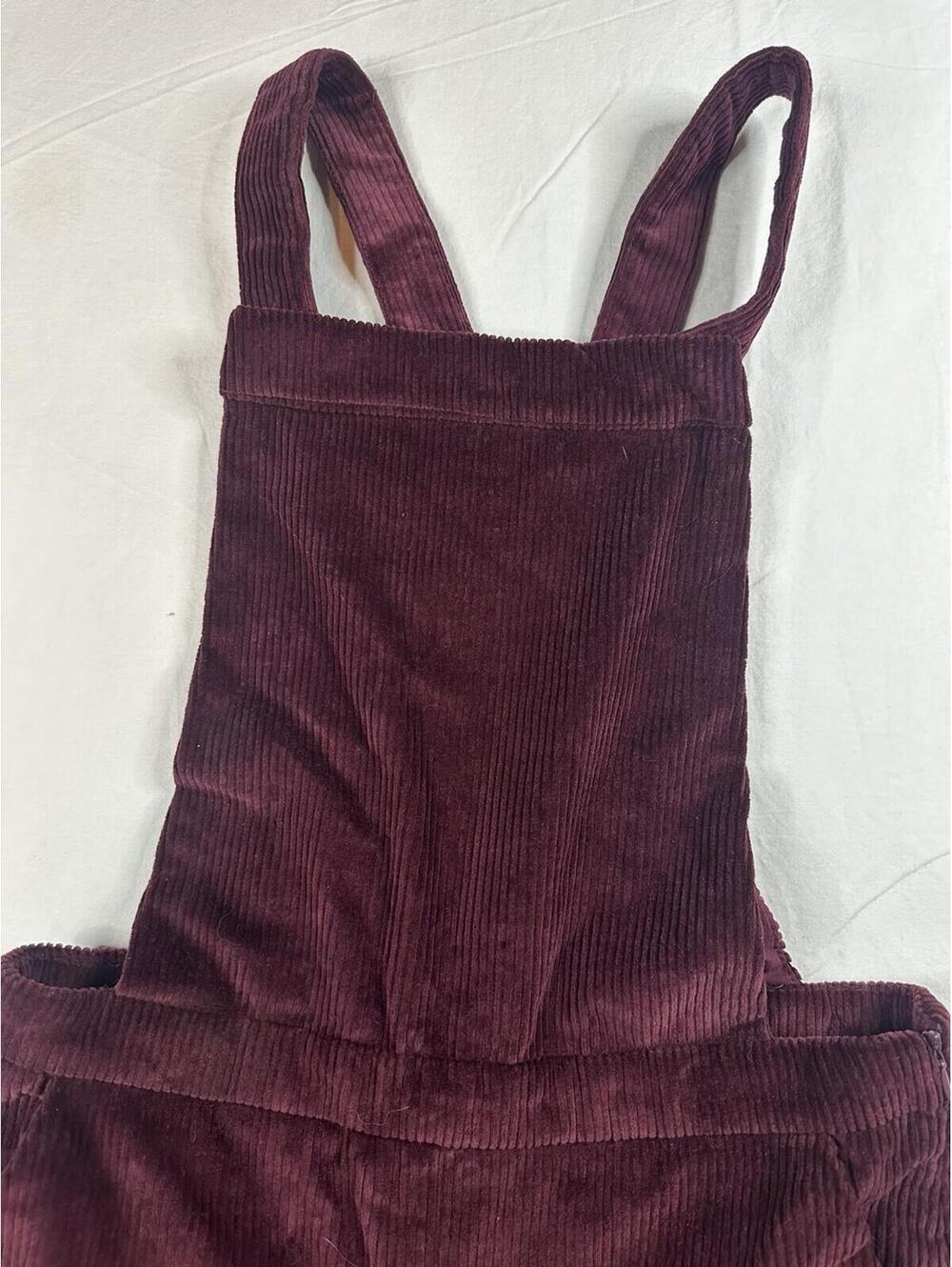 🍷 Vintage Corduroy Overalls Burgundy Wide Leg Jumpsuit S Xhilaration Wide-Leg - Picture 7 of 16